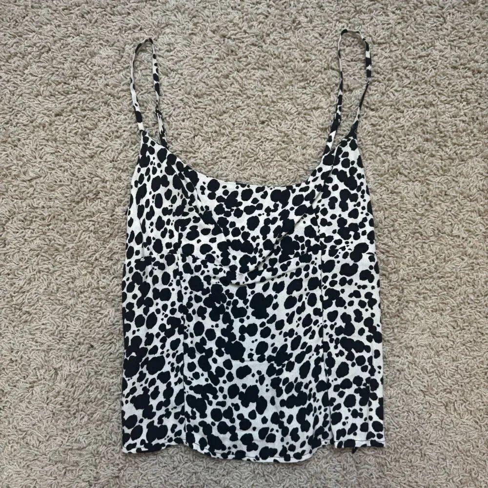 Reformation cow print tank top excellent condition size 2 black white